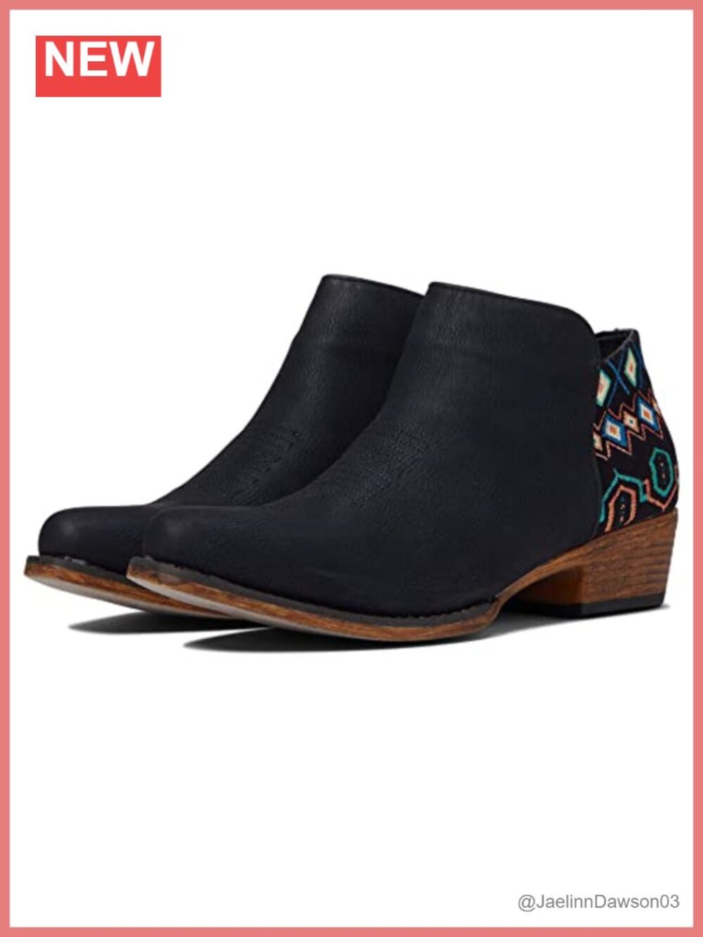 Women's Snip Toe Embroidered Rhinestone Western Bootie Faux Leather